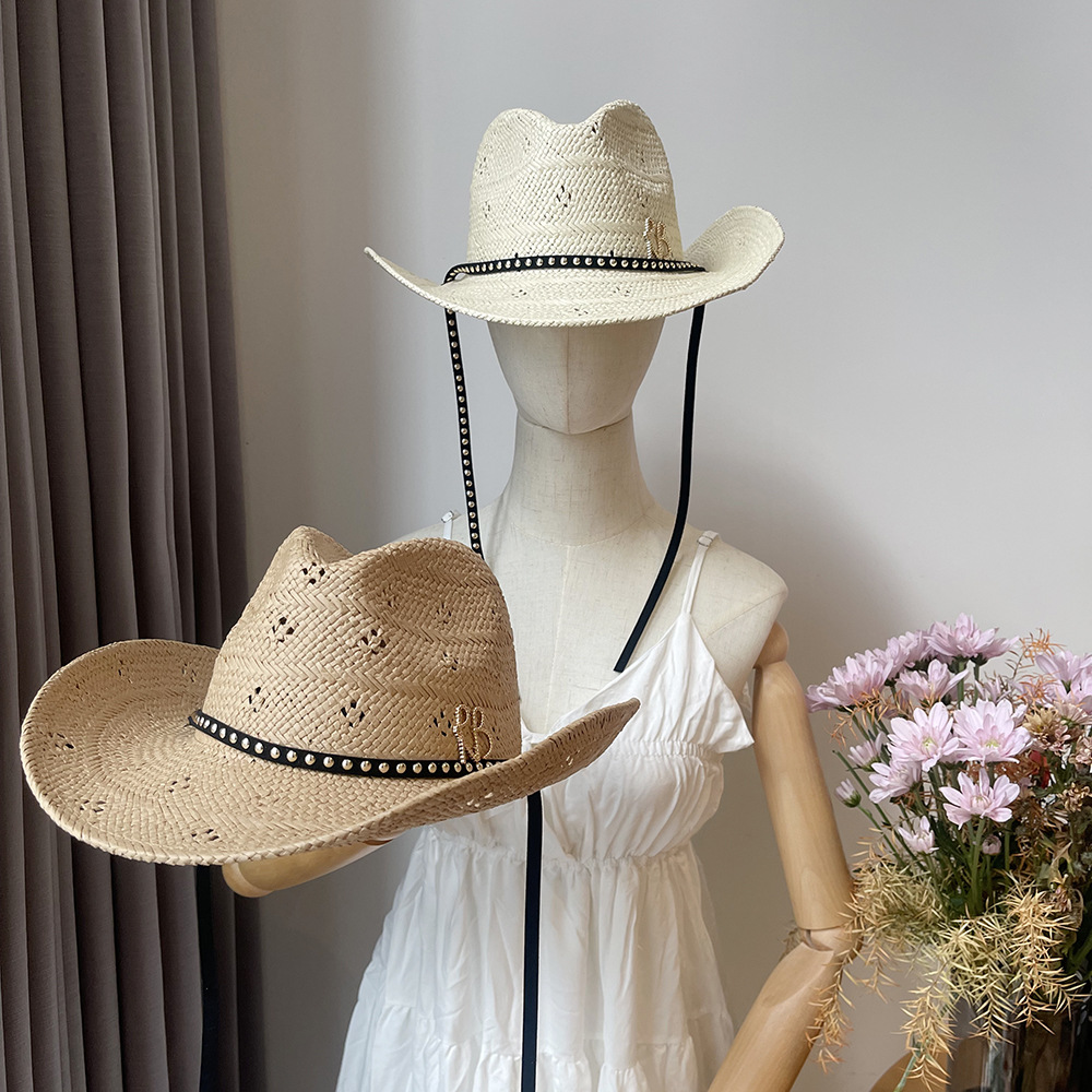 Cowboy Hat Straw - قبعة كاوبوي جديدة واسعة الحواف من