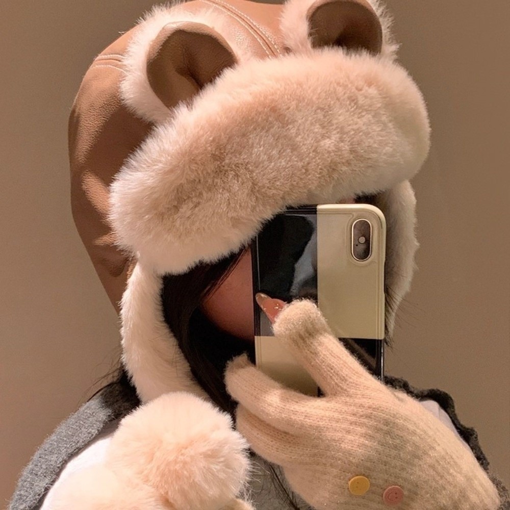 Winter Trapper Hat - قبعة شتوية دافئة من الجلد الصناعي